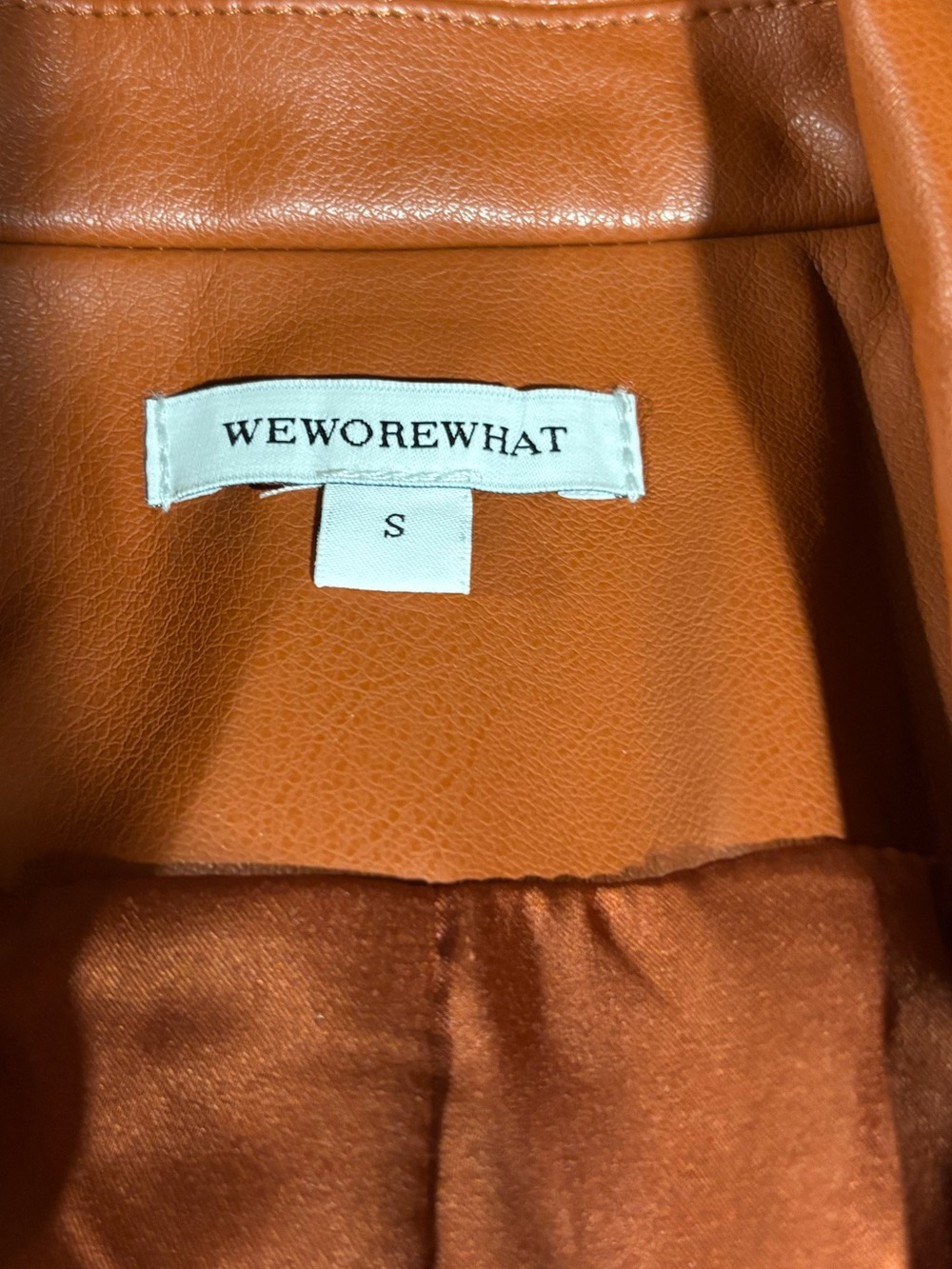 WeWoreWhat Downtown Vegan Leather Rust Cognac Blazer Jacket - Picture 12 of 14